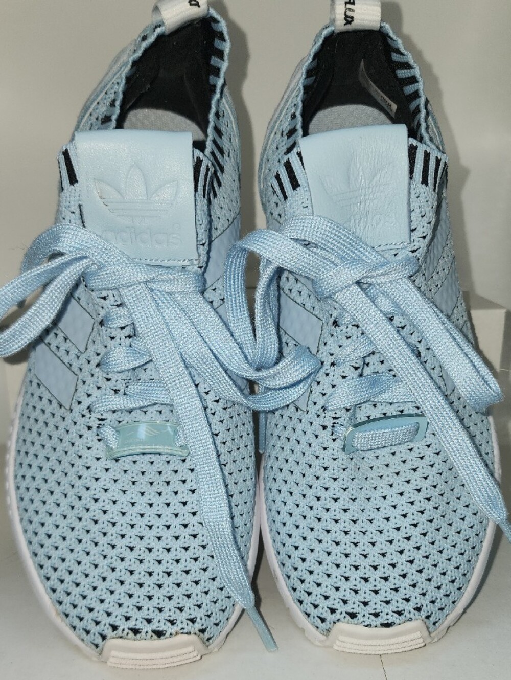 Adidas Size 5 ZX Flux  Sky‎ Blue Mesh Athletic Sneakers